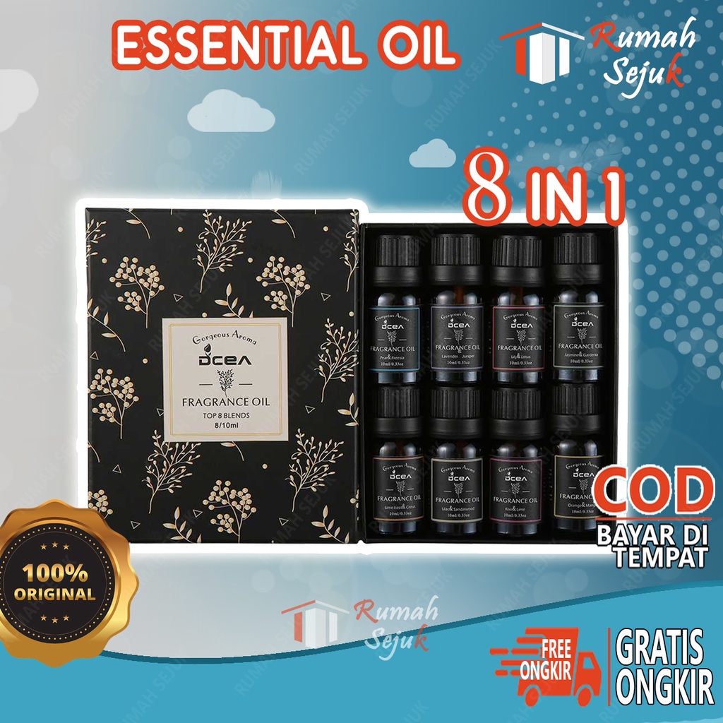 RS - 8 in 1 Aromaterapi Pure 100% Murni &amp; Alami Air Fragrance Essensial Pengharum Pewangi Esensial Esential Oil Aromatheraphy Ruangan RS-12 10ml Defuser Humidifer Minyak Humadifier Humudifier Humdifier Difusser Essential TSLM1 TSLM2 RH-17 Kamar Taffware