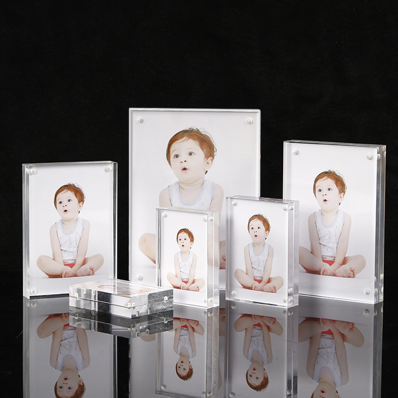 Multi-size Acrylic Photo Frame Magnetic Photo Holder Desk Display Frame