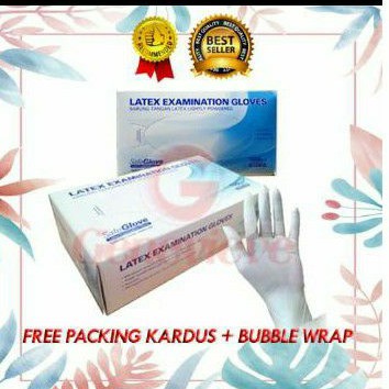Sarung Tangan Medis Karet Latex Examination Gloves Safeglove Onemed Maxter Powder Bedak 1 Box isi 10