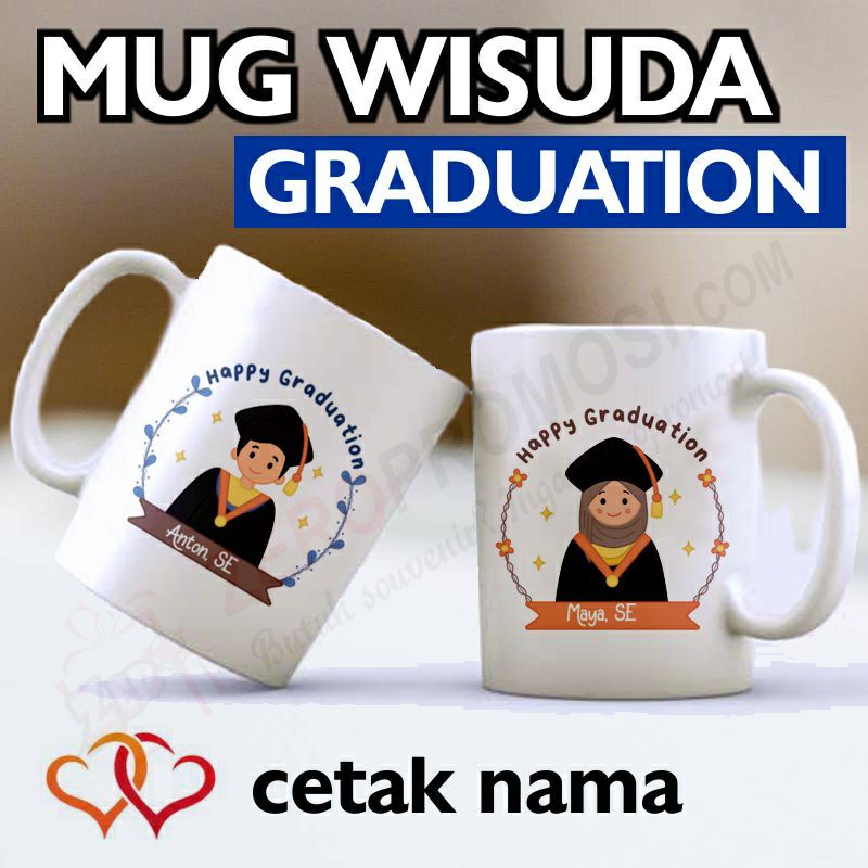 Mug Hadiah Wisuda Bisa Request Nama Dan Foto - Hadiah Custom Gift Graduation