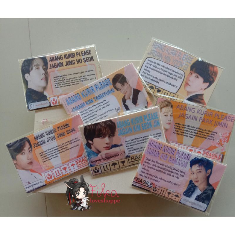 

50pcs Setiker UNBOXING BTS 6 x 9 cm, di gunakan untuk pengiriman paket