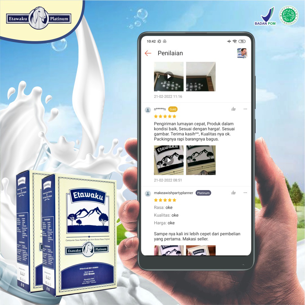 Etawaku Platinum 3 Box - Susu Kambing Etawa Plus Krimer Nabati Atasi Masalah Tulang Nyeri Sendi Gangguan Pernapasan Pernafasan Rendah Gula Low Fat Goat Milk Tingkatkan Imunitas Tubuh Isi 200gr