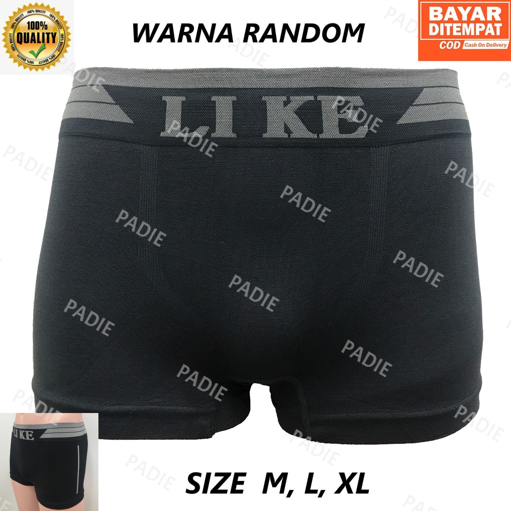 Celana Dalam/CD Boxer Pria Spandek Rajut LIKE 1229 PREMIUM Tanpa Jahitan Size M, L, XL