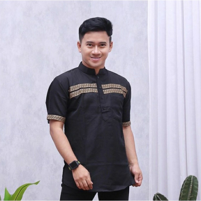 Koko kekinian/modern/kurta FF/kokomdewasa/lengan pendek/kombinasi Bordir FF/bahan toyobo/ukuran M - XXL