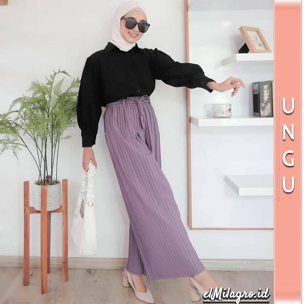 GROSIR CELANA KULOT PLISKET PREMIUM + IKAT PINGGANG!! size S/M/L/XL/XXL-3