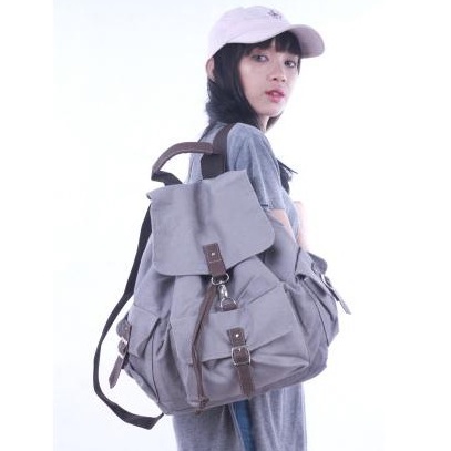 TAS RANSEL CEWEK PEREMPUAN MURAH TERBARU 2023 Tas Ransel Wanita Travel Bag Korea Abu-abu