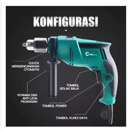 MESIN BOR ELECTRIC IMPACT Drill Bor 13 Mm /10 Mm Dengan Tenaga Super- YOSINOGAWA