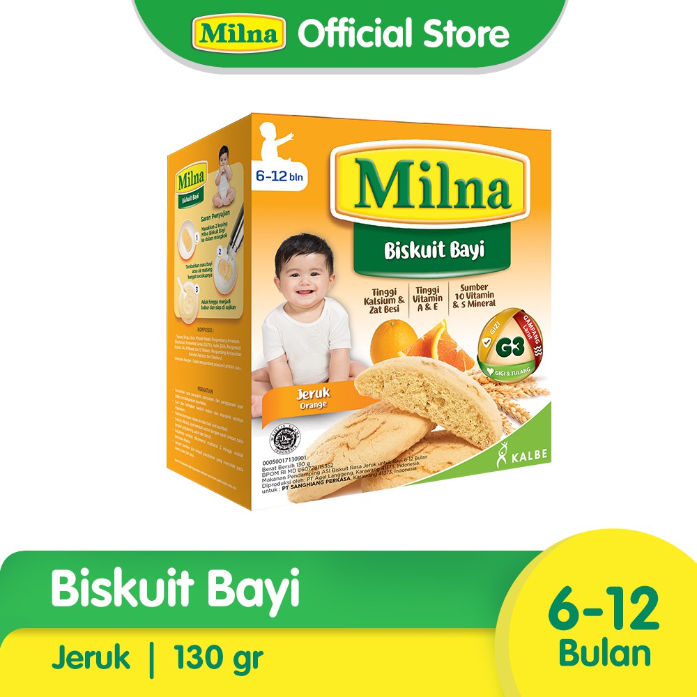 Milna Biskuit Bayi Jeruk 130gr/biskuit bayi