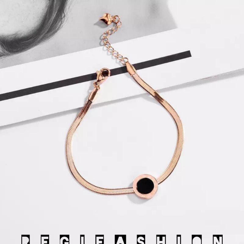 Gelang Wanita Titanium Bugari Rose Gold Anti Karat Tidak Luntur