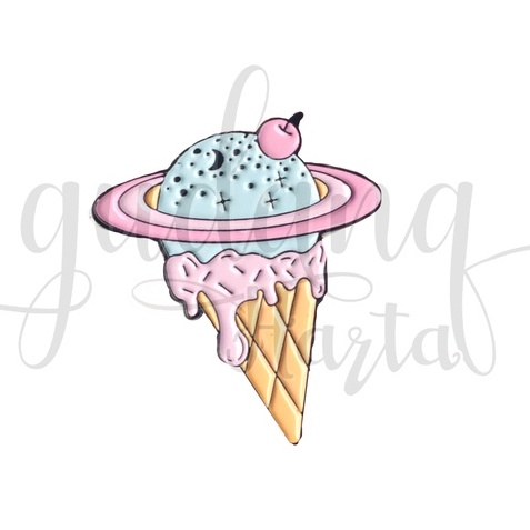 Pin Galaxy Ice Cream Bros Tas Motif Es Krim Planet Pink GH 208836