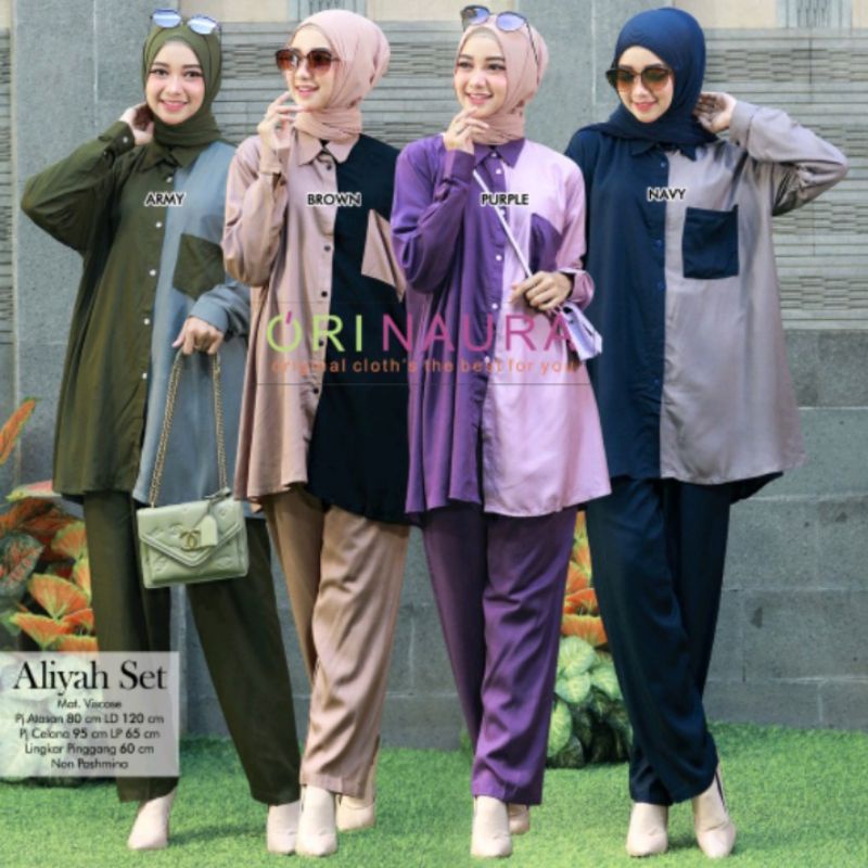 SETELAN ORI NAURA KOMBINASI POLOS // ONESET POLOS KOMBINASI NEW