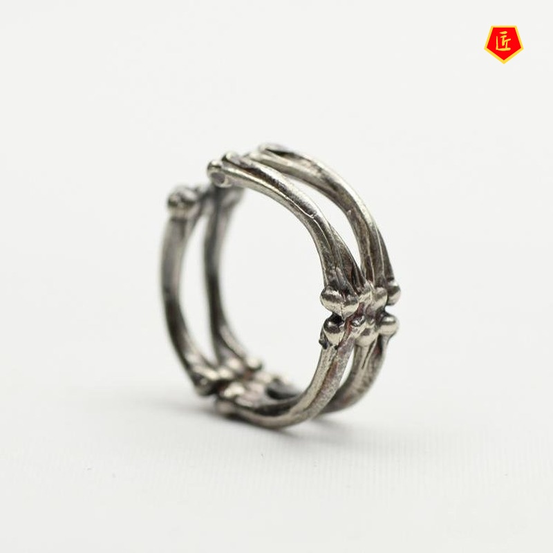 Cincin Tulang Simple Kreatif Warna Silver Untuk Wanita