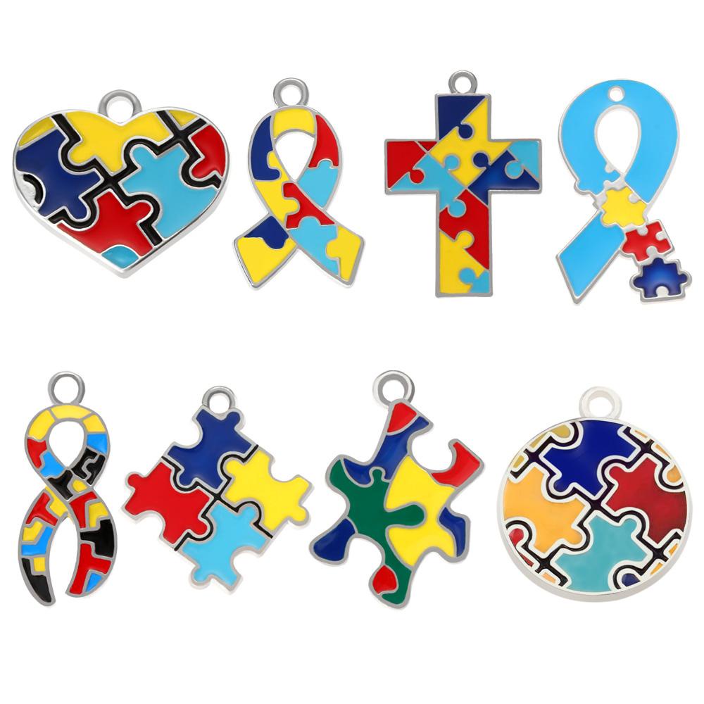 Preva Autism Charms Liontin Perhiasan Kalung Anak Platinum Enamel