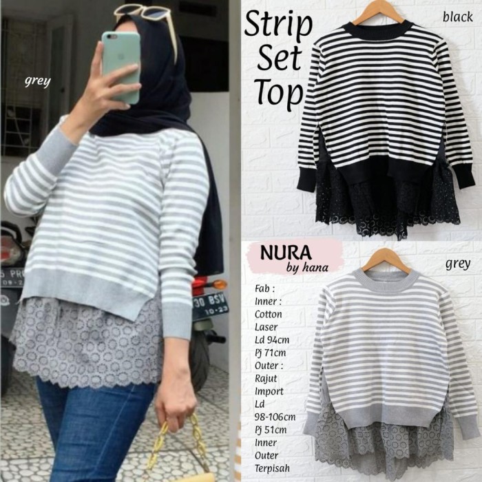 Atasan Wanita Import / Kaos Wanita / Kaos Wanita Import / Kaos Rajut Wanita Import STRIP SET TOP