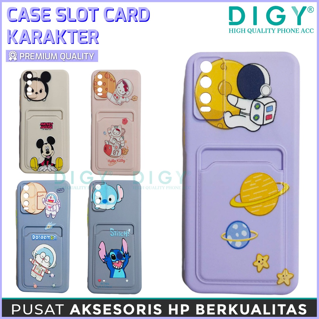 Case Slot Card Karakter OPPO A15 A55 NARZO 30A C12 C15 C3 5 5i  A5 A9 2020 9T  9A  9C