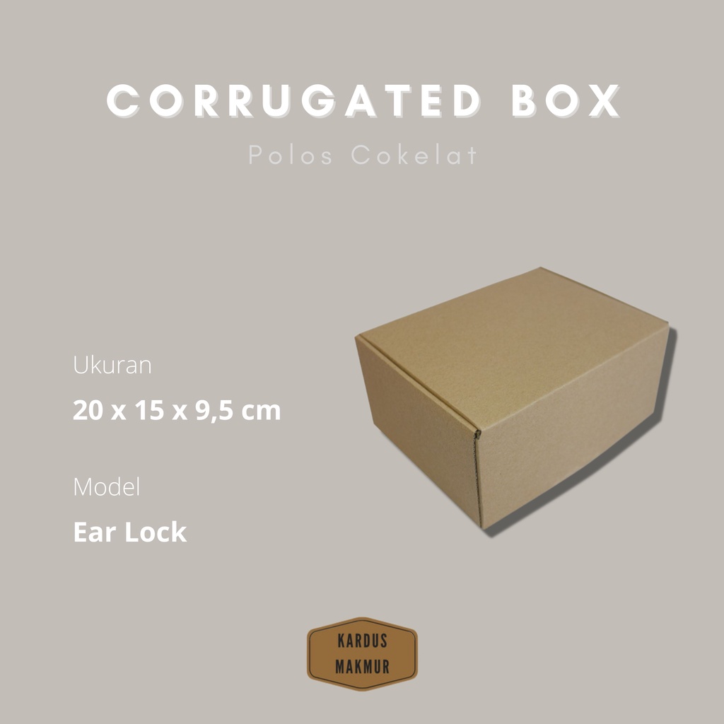 

size 20x15x9,5 cm , Box Earlock corrugated diecut cocok untuk kotak kado, hadiah, hampers, packaging