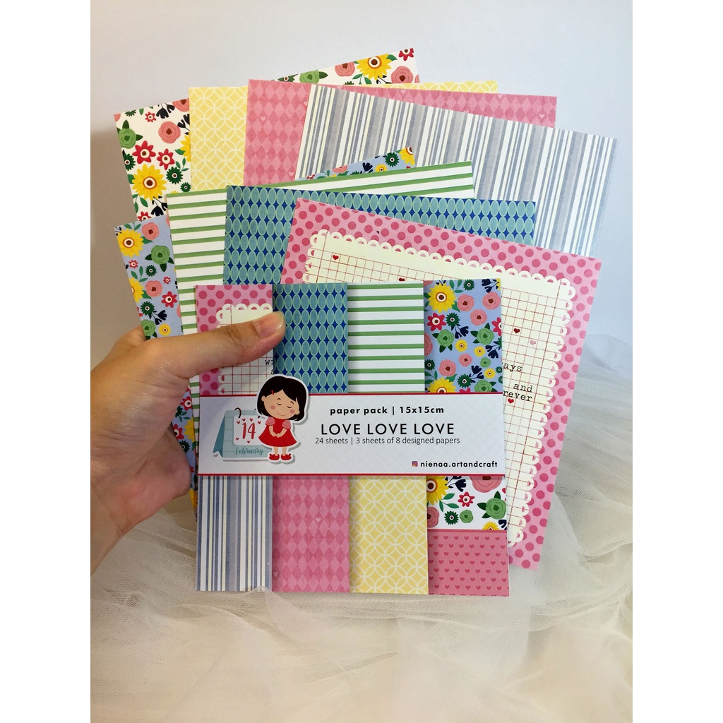 

Scrapbook Paper | Bahan Scrapbook Kertas Bujo Journaling 15x15cm | Love Love Love Valentine