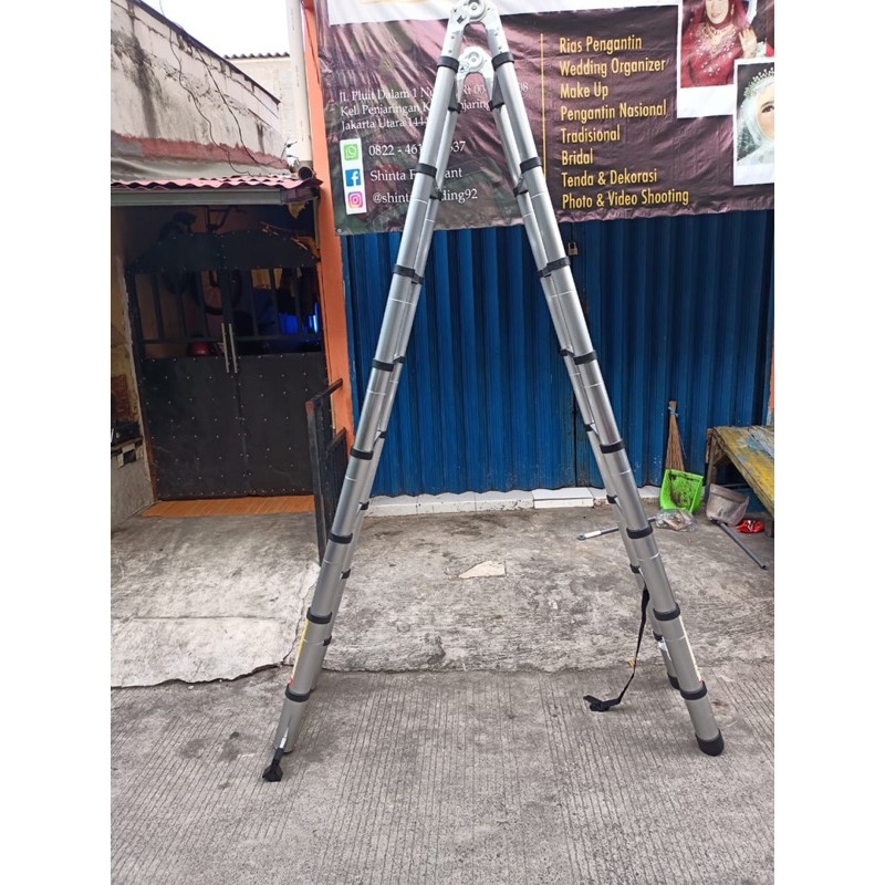 Tangga Lipat Alumunium Teleskopik 6.4 M Double  Telescopic 6.4 Meter