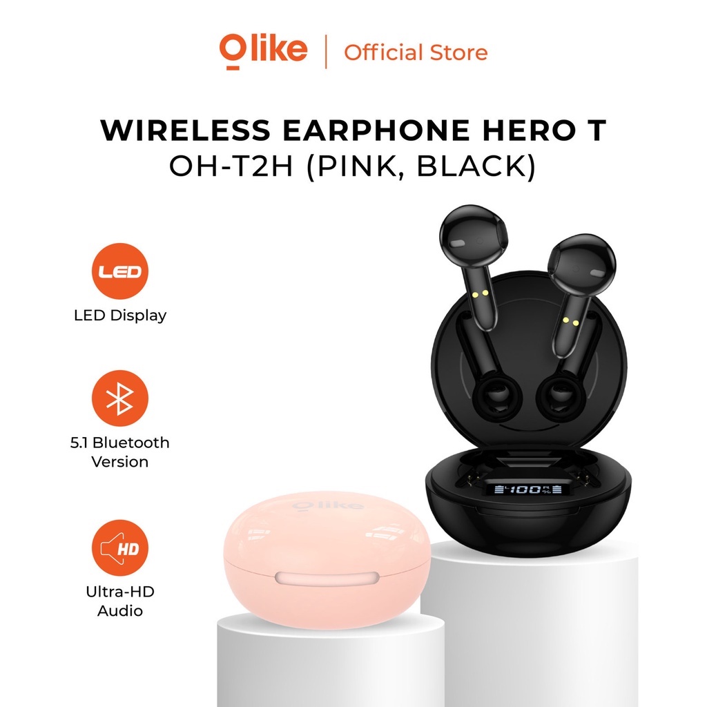 Olike Hero-T TWS Bluetooth 5.1 Earphone Ultra HD Audio Headset Type C Garansi Resmi 1 Tahun OH-T2H
