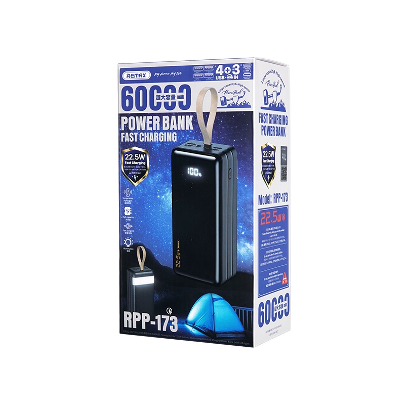 REMAX RPP-173 HUNERGY SERIES - 60000mAh Fast Charging Powerbank 22.5W