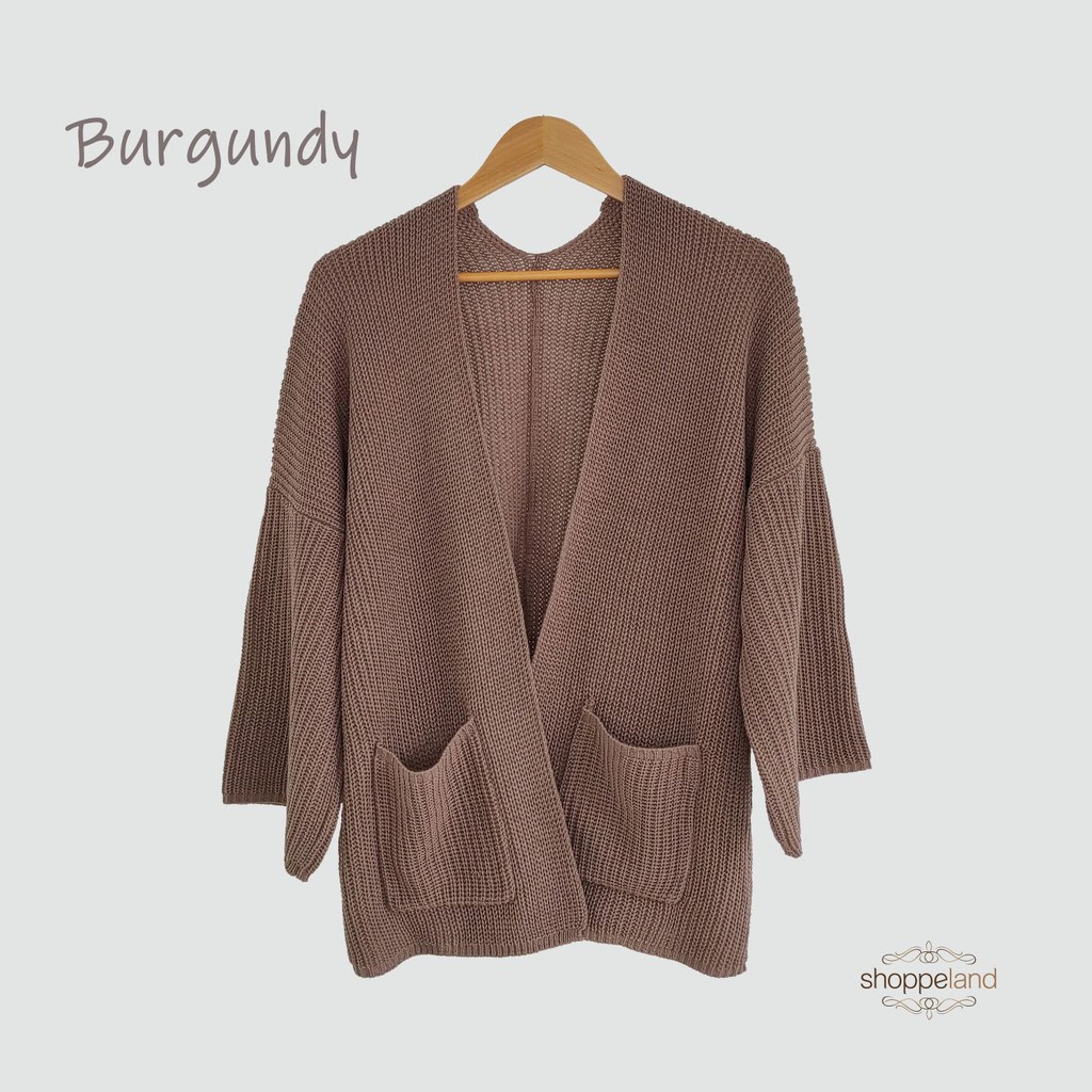 CARDIGAN RAJUT LAVELLA OVERSIZE-Burgundy