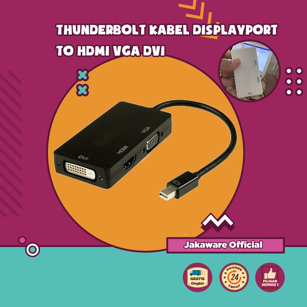 Jual [READY STOCK] KONVERTER MINI DISPLAYPORT KE HDMI DVI VGA / PORT