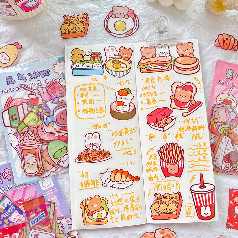 40pcs Stiker Motif Kartun Makanan Vending Machine Untuk Dekorasi DIY