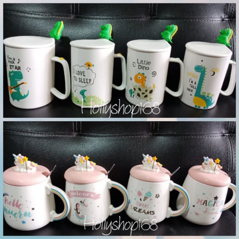 Gelas Dino/Mug Dino/gelas Dan sendok dino/gelas unicorn/mug unicorn