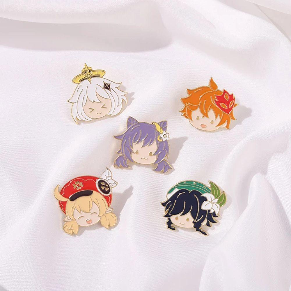 Lanfy Genshin Lapel Pin Ransel Cosplay Pakaian Dekorasi Kartun Decor Badge Lencana Pin Anime Badge