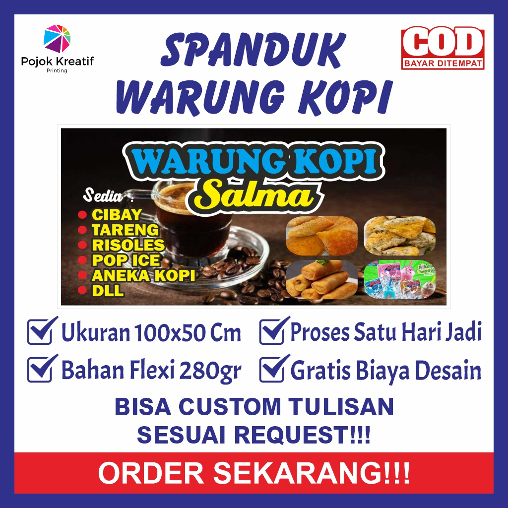Spanduk Sepanduk Banner Bener Baner Backdrop Warung Warteg Kedai Kopi Cibay Tareng Risoles Pop Ice A