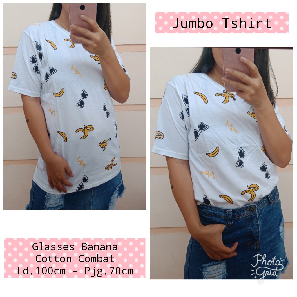 LV JUMBO TSHIRT BANNA GLASSES REAL PICT / Atasan Kaos Big Size Pakaian Wanita
