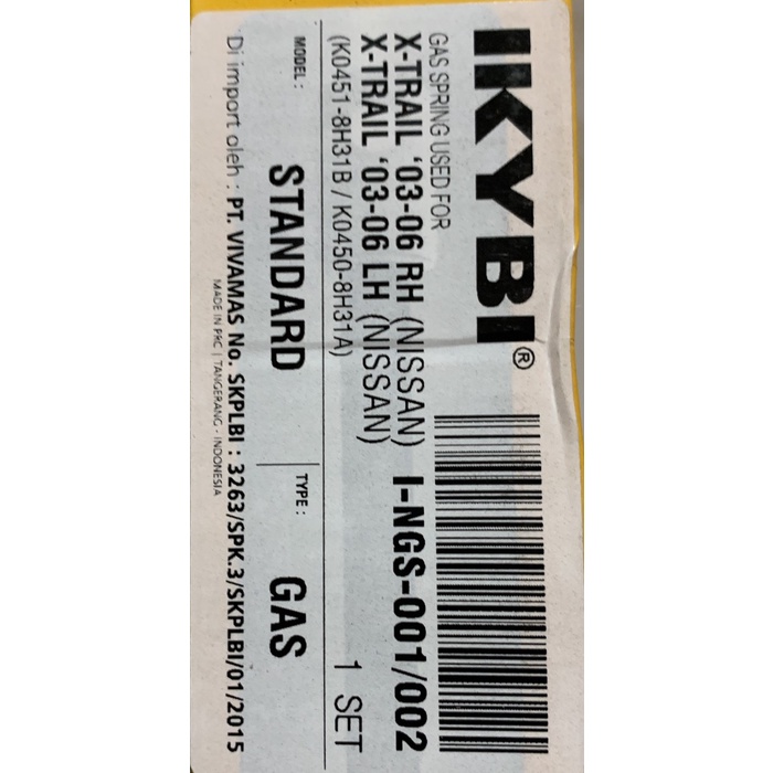 Shock Bagasi Belakang Xtrail T30 (Ikybi) #98