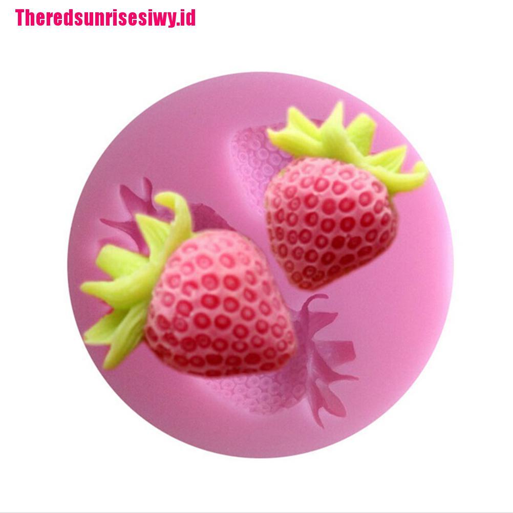 Cetakan Kue / Coklat / Sabun Bentuk Strawberry Bahan Silikon