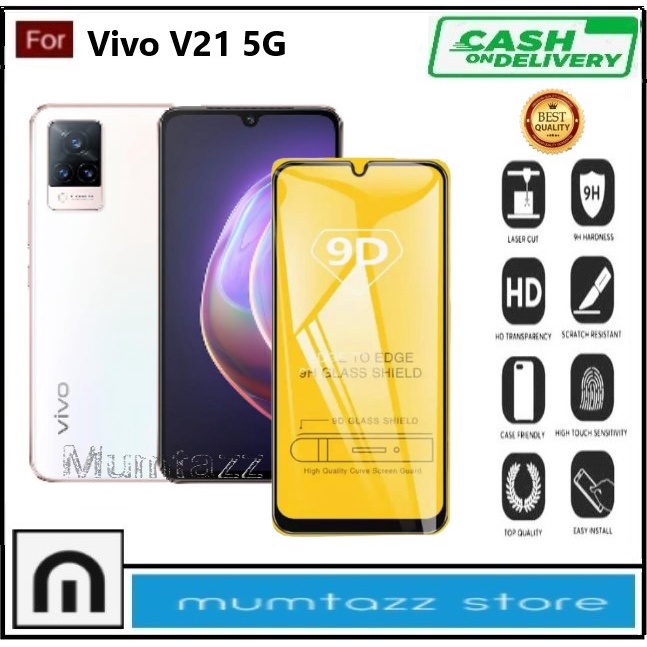Promo Tempered Glass Warna Hp Vivo V21 5G Anti Gores Kaca Full Layar Full Glue Skin Protector Pelind