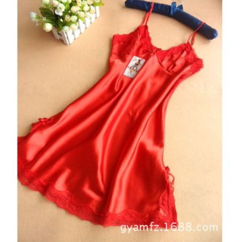 GO! BT003 Baju Tidur Piyama Daster Wanita Korea Sexy Mini Dress Women Silk Satin Nightdress