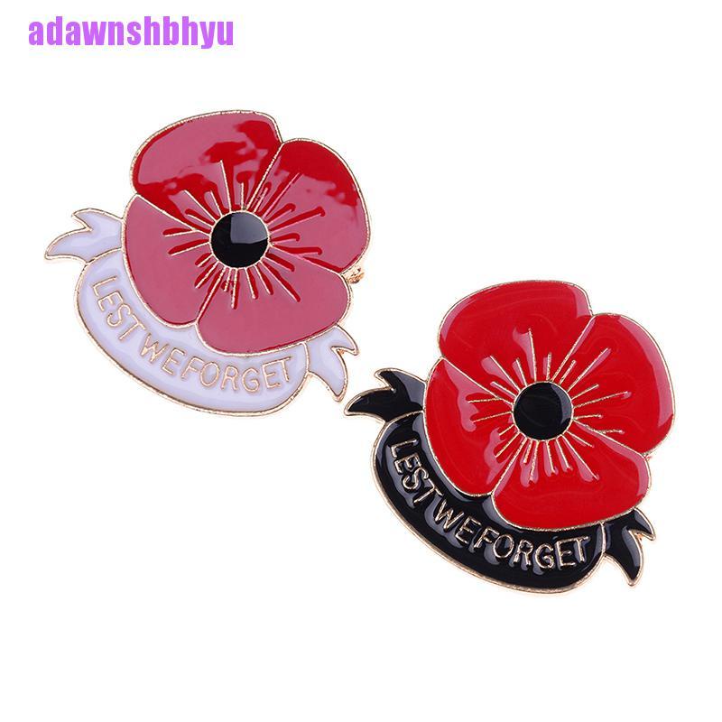 Bros pin Enamel Bentuk Bunga poppy Warna Merah