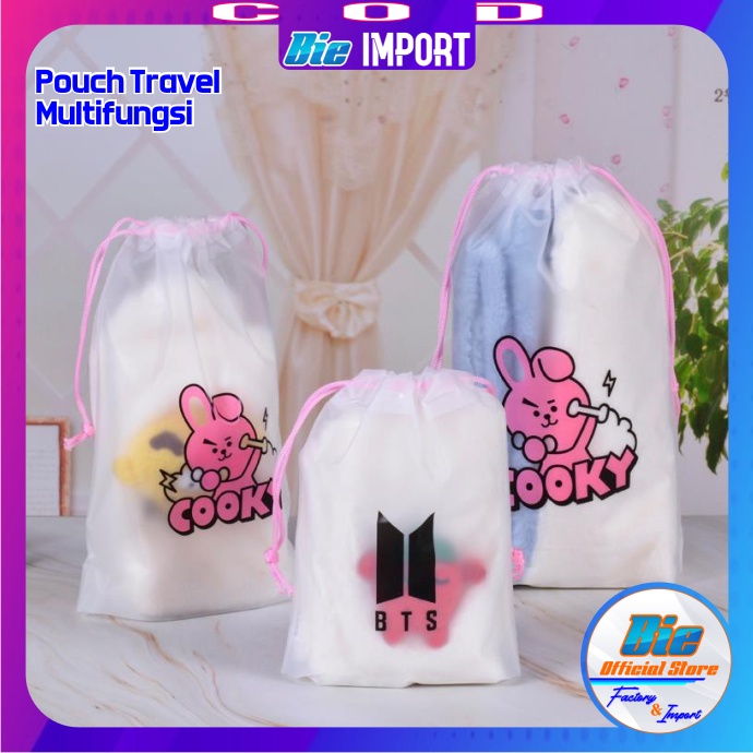 Travel Pouch BTS Korea Multifungsi Size Besar Impor Best Seller