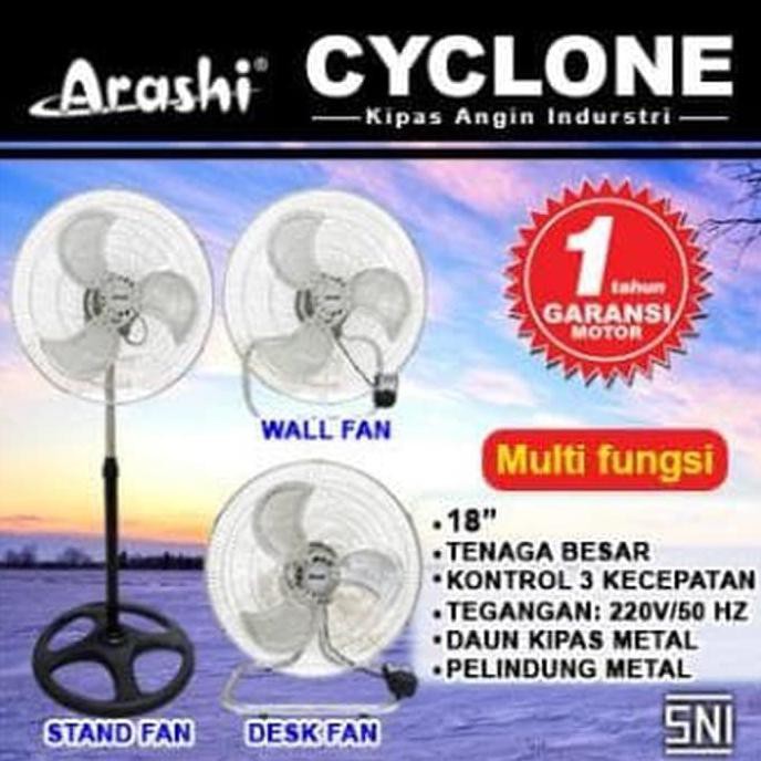 KIPAS ANGIN ARASHI BESI 18 INCH 3IN1 CYCLONE INDUSTRIAL FAN AR 118 SDW