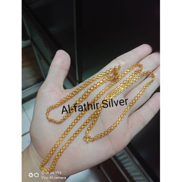 Kalung double medan+gelang double medan anak perak sepuh mas 24k