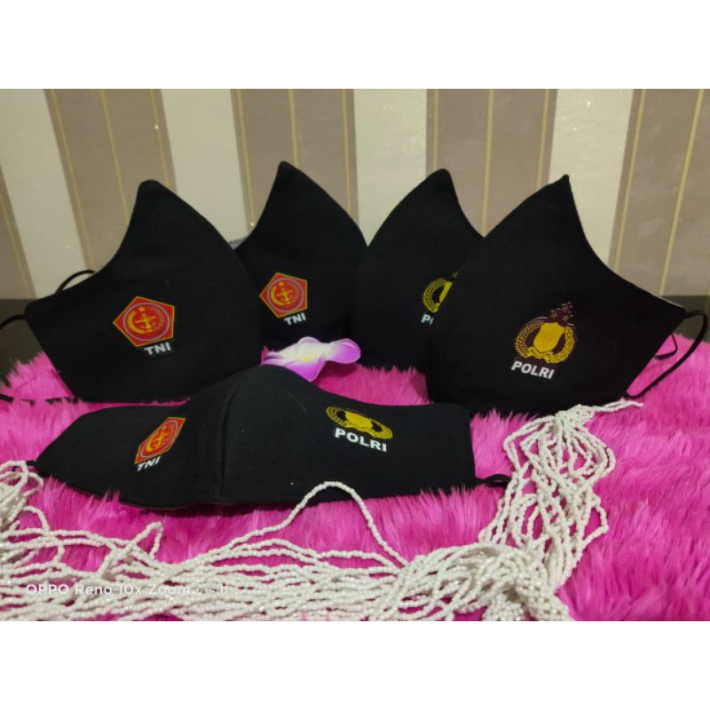 Masker Duckbill Logo TNI POLRI Premium 3 Ply