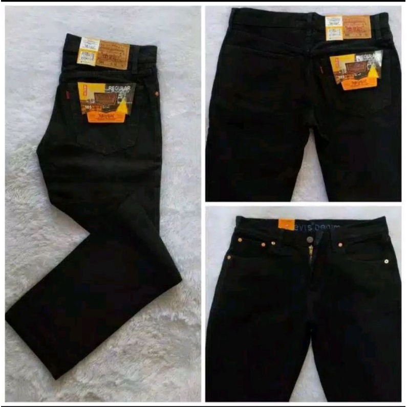 Celana Jeans Panjang  Pria Hitam Celana Panjang Jeans Standar Reguler Celana Jeans Hitam Pria Celana Panjang Jeans Pria Basic