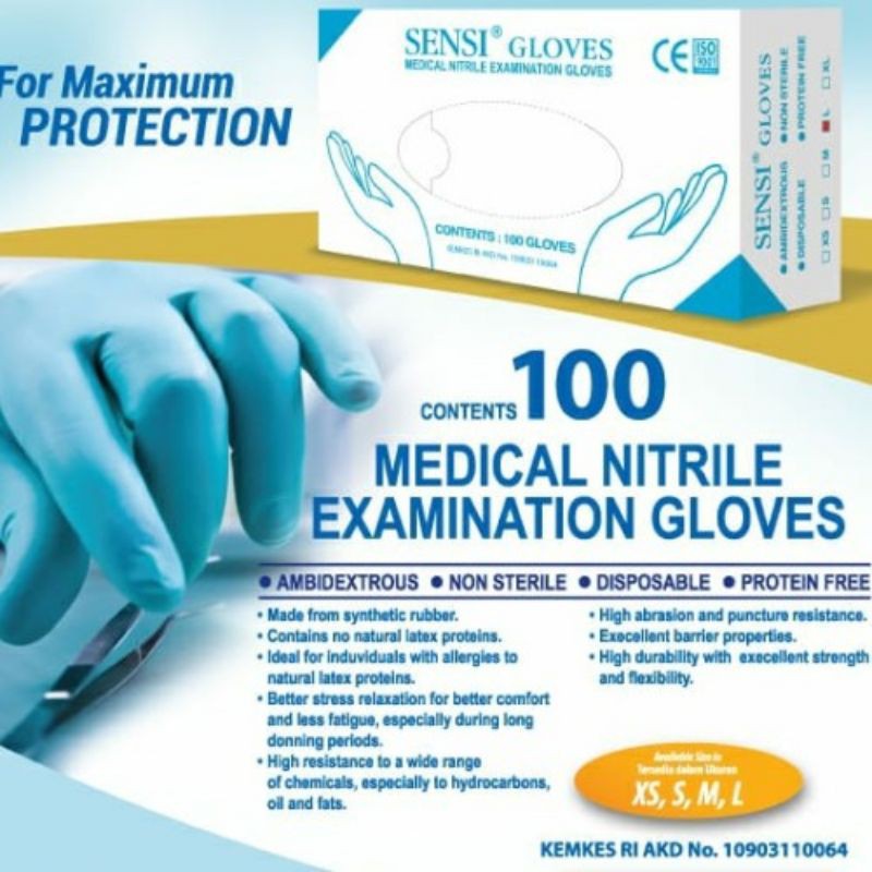 SARUNG TANGAN SENSI NITRILE / GLOVES SENSI VINYIL / SENSI LATEX / SARUNG TANGAN LATEX/ GLOVES SENSI