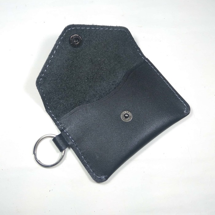 dompet stnk model amplop kulit asli - gantungan kunci kulit hitam