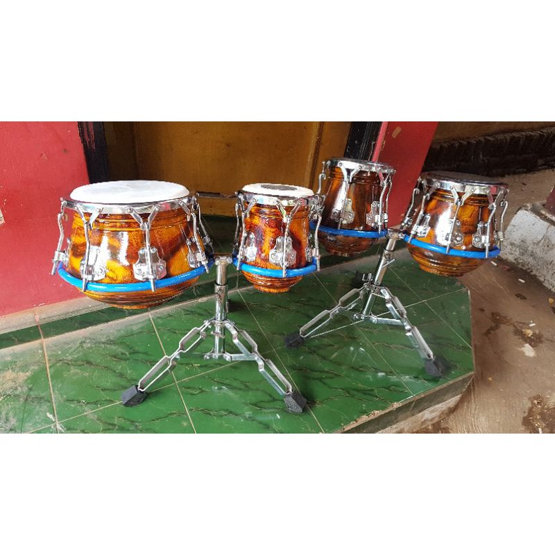 Kendang Ketipung Dangdut Ring V8 V6 Plus Kempul V8 V6 Kayu Nangka Warna Bakaran