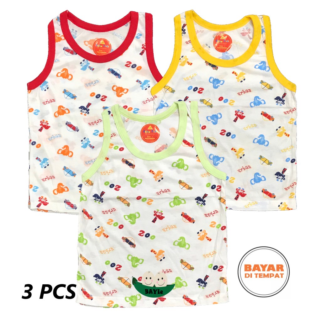 BAYIe -  3 PCS Kaos Singlet / Kutung Bayi/Anak Motif CARS AGREE KIDS Size S, M, L, XL