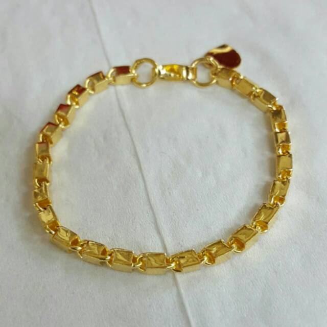 Gelang balok kopong  lapis emas 24k