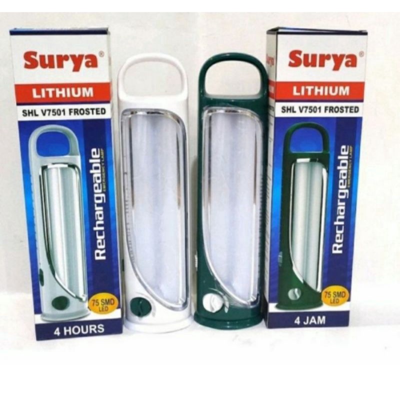 Surya emergency SHL V7501 frosted. lampu darurat charge surya 7501