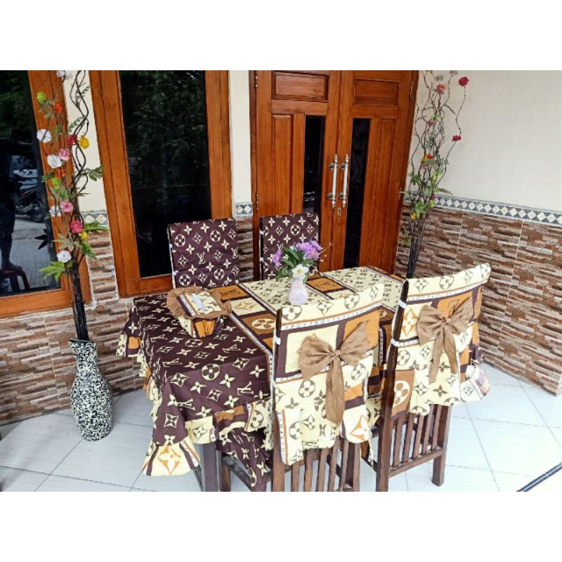COVER KURSI SET 4 | COVER TAPLAK MEJA MAKAN | SARUNG KURSI SET | TAPLAK MEJA MURAH
