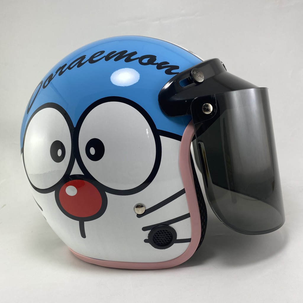 Helm Bogo Doraemon Look Biru Doff Retro Dewasa SNI