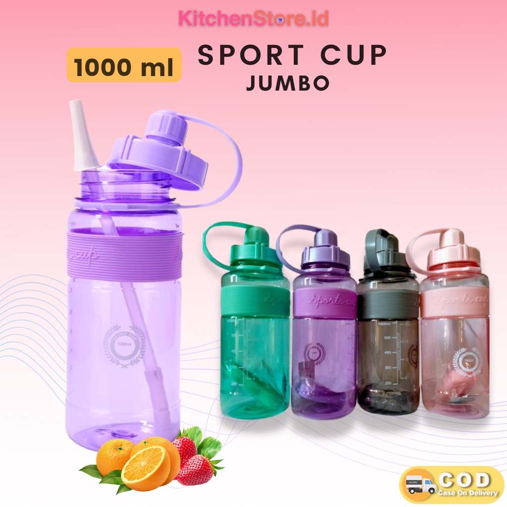 Botol Tumbler 1 Liter Botol Minum Sport Cup Jumbo 1000 ml (B074) Botol Obat Herbal dan Botol Olahraga Multifungsi Botol Tahan Panas digunakan Kesekolah anak ada Cocok Untuk di Botol Tumbler Kantor